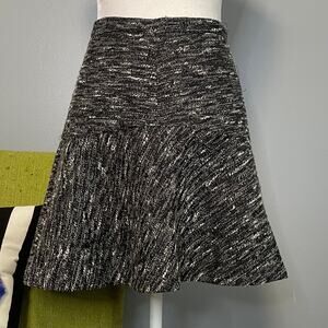 J Crew Black White Tweed Plaza Flounce Flared Mini Skirt 4